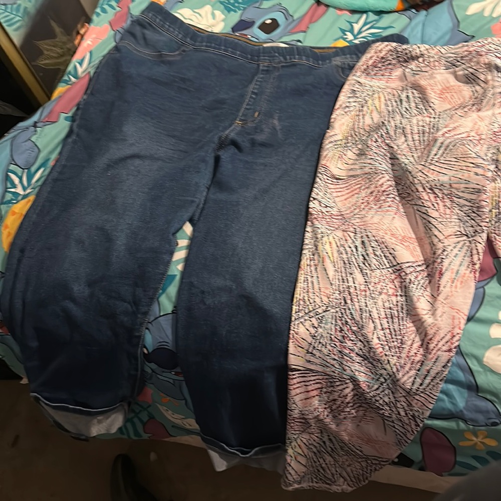 Jeans and work out pants blue and white